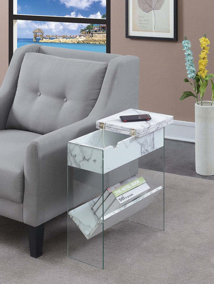 TABLE | Ergode SoHo Flip Top End Table | Charging Station, Storage & USB Ports | Modern Design, Cable Management | Durable Particle Board | SoHo Collection | casafoyer.myshopify.com