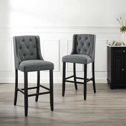 barstools | CasaFoyer Baronet Tufted Button Upholstered Fabric Bar Stool Set | Elegant Gray | Foam Padding | Solid Wood Legs | 500 lb Weight Capacity | casafoyer.myshopify.com