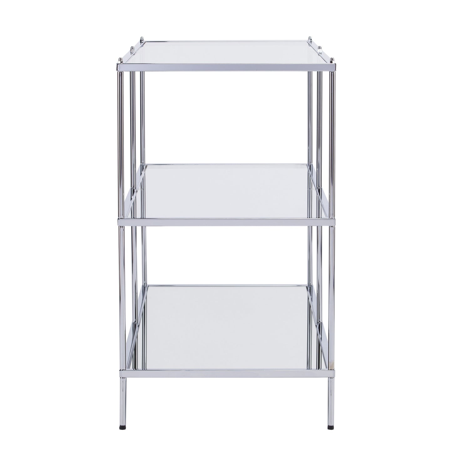 Dining Table | Exquisite Console Table | Chrome Frame | Mirrored Shelves | Glass Top | Stylish Storage | Lustrous Charm | Living, Den, or Dining Room | casafoyer.myshopify.com