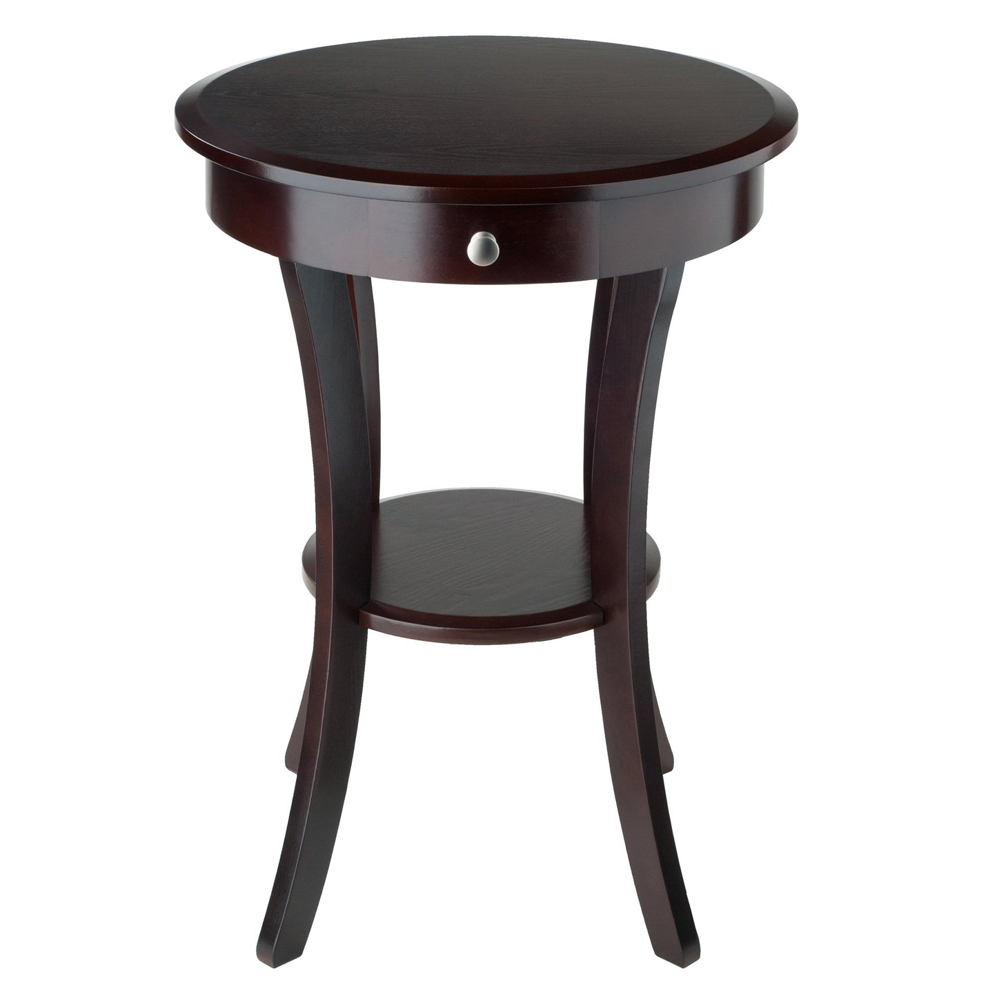 TABLE | Ergode  Wood Sasha Accent Table | Deluxe Size | Ample Space | Elegant Round Design | Storage Drawer & Display Shelf | Multiple Finishes | Easy Assembly | 20 W x 20 D x 27 H | casafoyer.myshopify.com