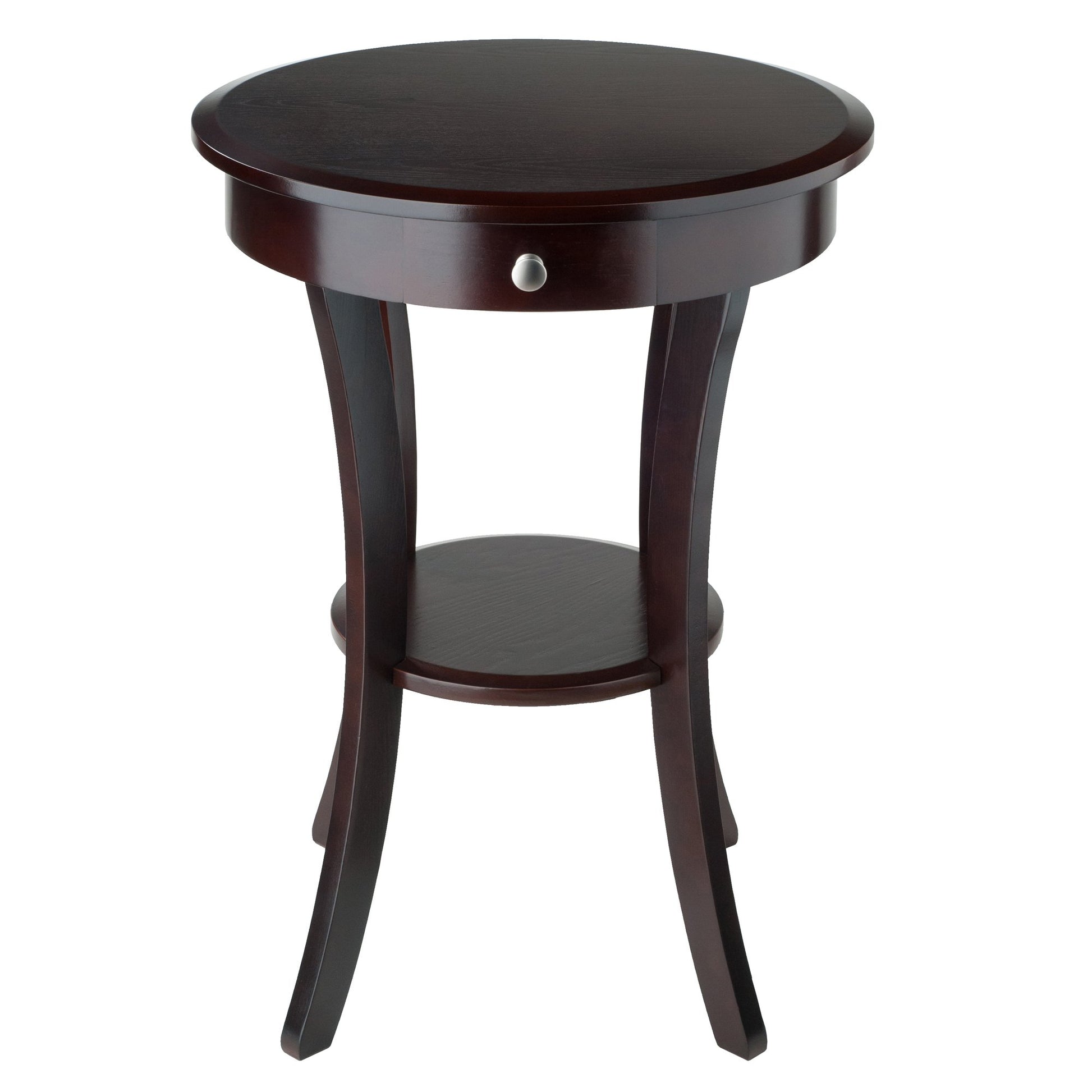 TABLE | Ergode  Wood Sasha Accent Table | Deluxe Size | Ample Space | Elegant Round Design | Storage Drawer & Display Shelf | Multiple Finishes | Easy Assembly | 20 W x 20 D x 27 H | casafoyer.myshopify.com