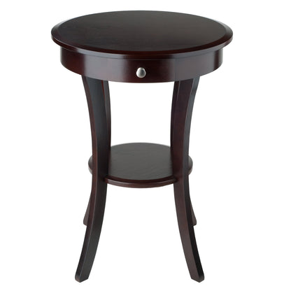 TABLE | Ergode  Wood Sasha Accent Table | Deluxe Size | Ample Space | Elegant Round Design | Storage Drawer & Display Shelf | Multiple Finishes | Easy Assembly | 20 W x 20 D x 27 H | casafoyer.myshopify.com