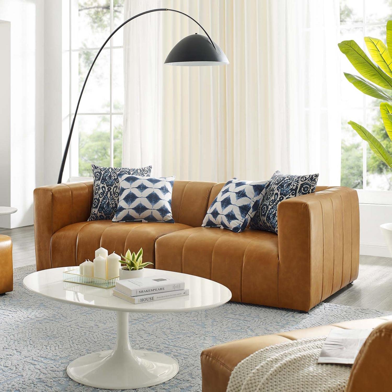 kitchen and dining room sets | CasaFoyer Bartlett Vegan Leather Loveseat | Retro Modern Style | Dense Foam Padding | Solid Wood Frame | 2-Piece Set | Tan | casafoyer.myshopify.com