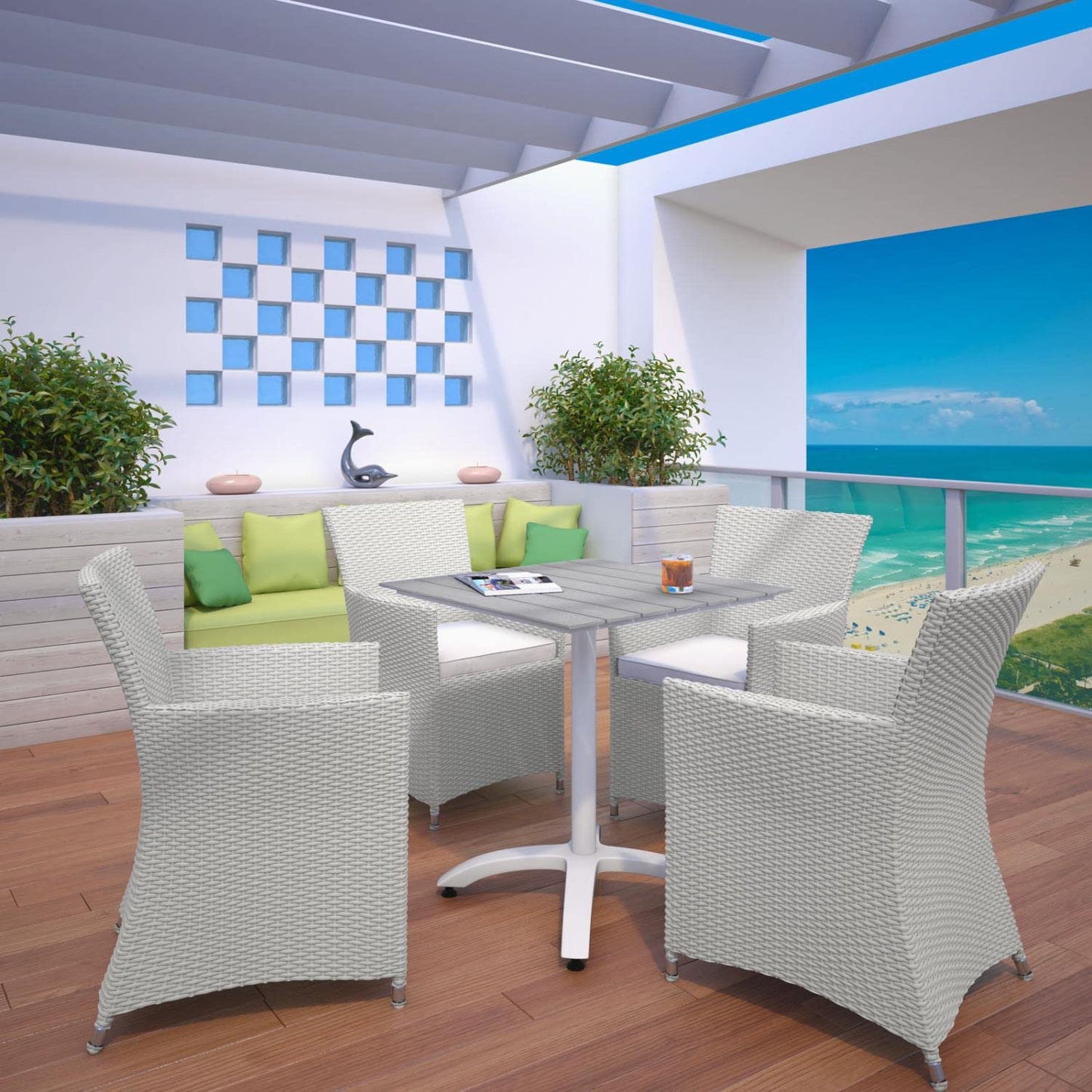 kitchen and dining room sets | CasaFoyer Junction Outdoor Patio Dining Furniture Set | Durable Rattan Weave | Weather-Resistant Cushions | Fully Assembled | 4 Armchairs | 1 Dining Table | casafoyer.myshopify.com