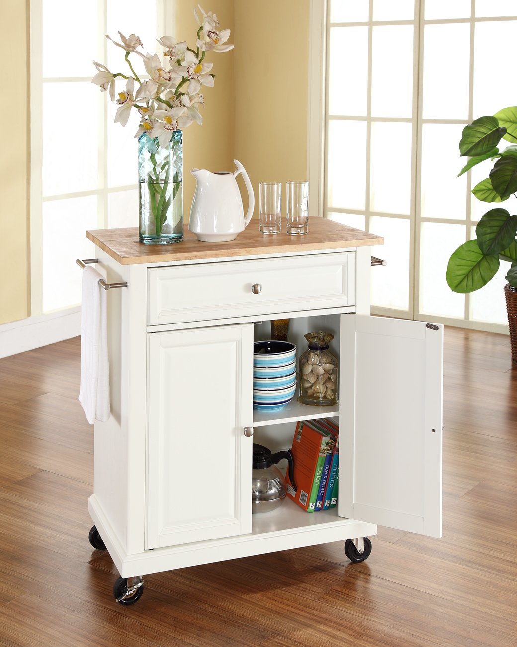 Kitchen Storage | Durable Solid Hardwood Kitchen Island | Elegant Raised Panel Doors | Ample Storage Space | White Finish | casafoyer.myshopify.com