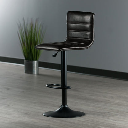 STOOL_SEATING | CasaFoyer  Wood Holly Adjustable Swivel Stool | Modern L-Shape Design | Height Adjustable | 360-Degree Swivel | Espresso Faux Leather Seat | Matte Black Base | Perfect for Kitchen or Basement Bar | casafoyer.myshopify.com