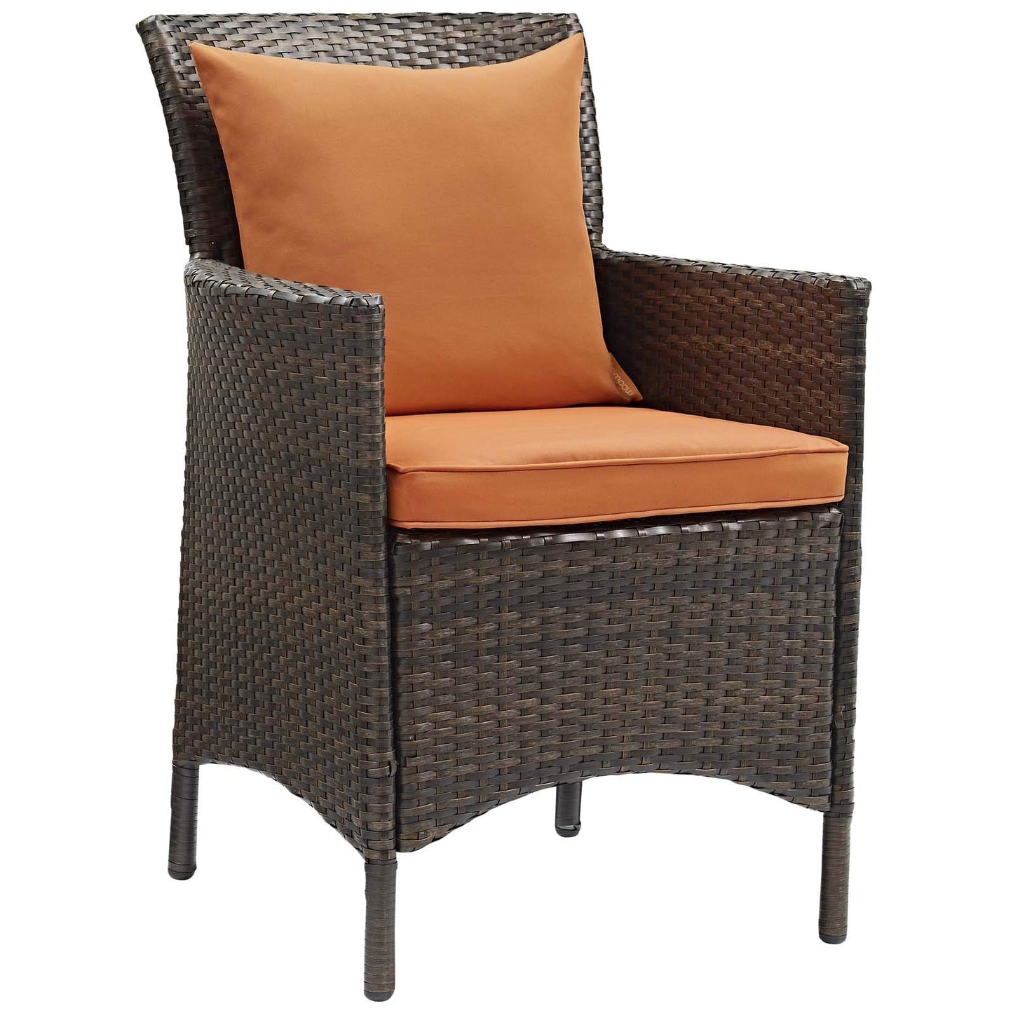 patio bistro sets | CasaFoyer Conduit Outdoor Patio Dining Armchair Set of 2 | Transitional Style | UV-Resistant Wicker Rattan | Waterproof Cushions | Brown Orange | casafoyer.myshopify.com