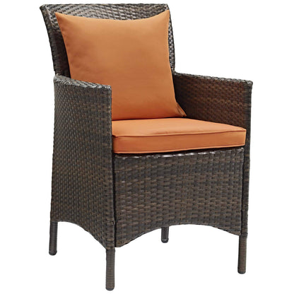 patio bistro sets | CasaFoyer Conduit Outdoor Patio Dining Armchair Set of 2 | Transitional Style | UV-Resistant Wicker Rattan | Waterproof Cushions | Brown Orange | casafoyer.myshopify.com