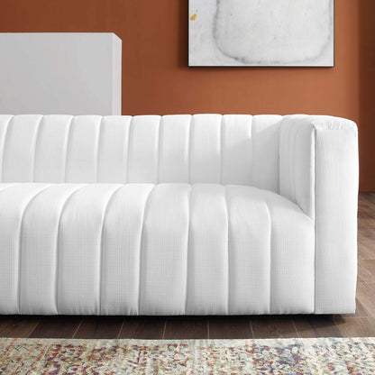 sofas | CasaFoyer Sophisticated Reflection Channel Tufted Fabric Sofa | Retro Modern Design | Comfortable & Durable | Suitable for Living Room, Lounge or Home Office | White | casafoyer.myshopify.com
