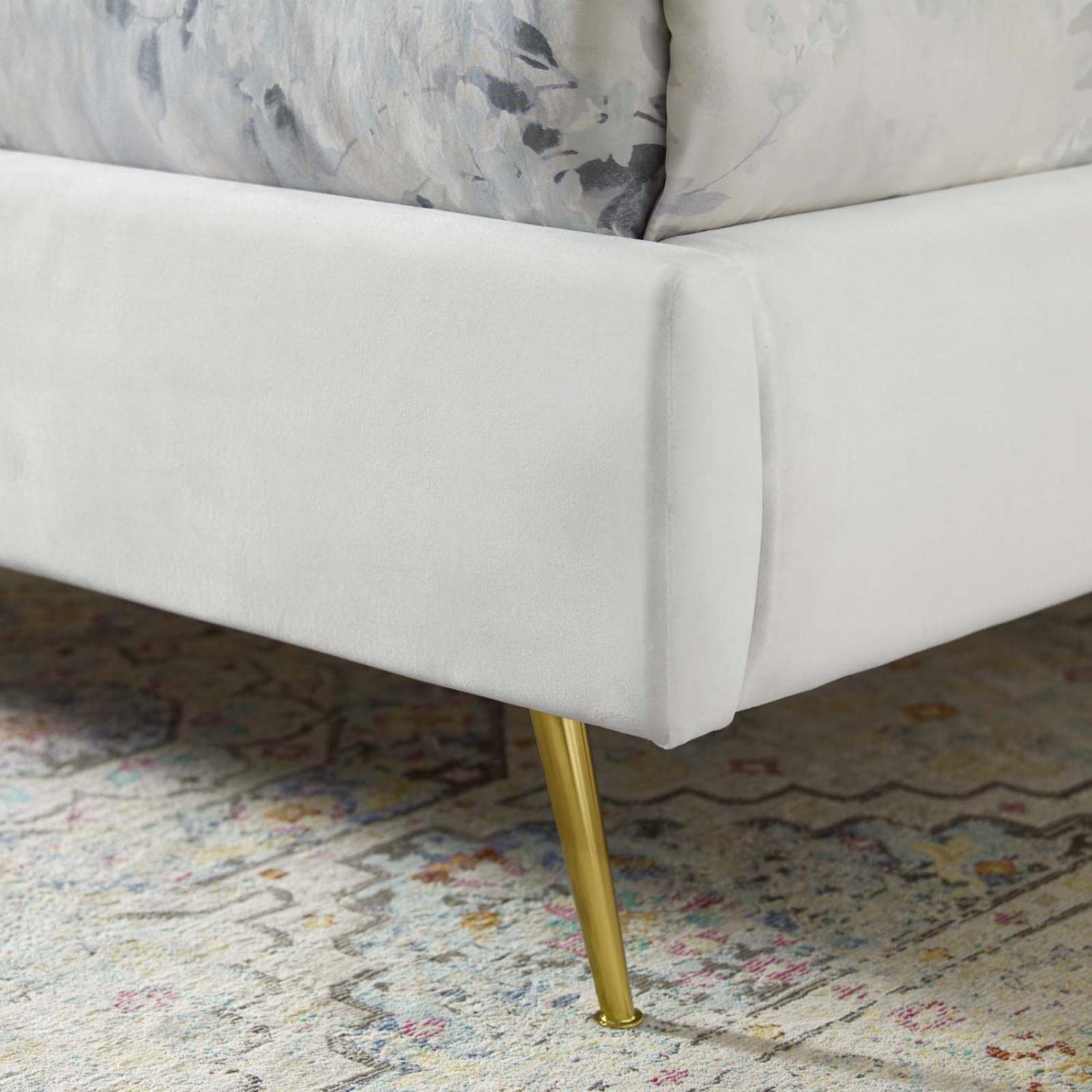 adjustable bed bases | CasaFoyer Lana Performance Velvet Queen Platform Bed | Wingback Tufted Design | Stain-Resistant Velvet Upholstery | Gold Metal Legs | Wood Slat Support System. Upgrade your bedroom with style and comfort. | casafoyer.myshopify.com
