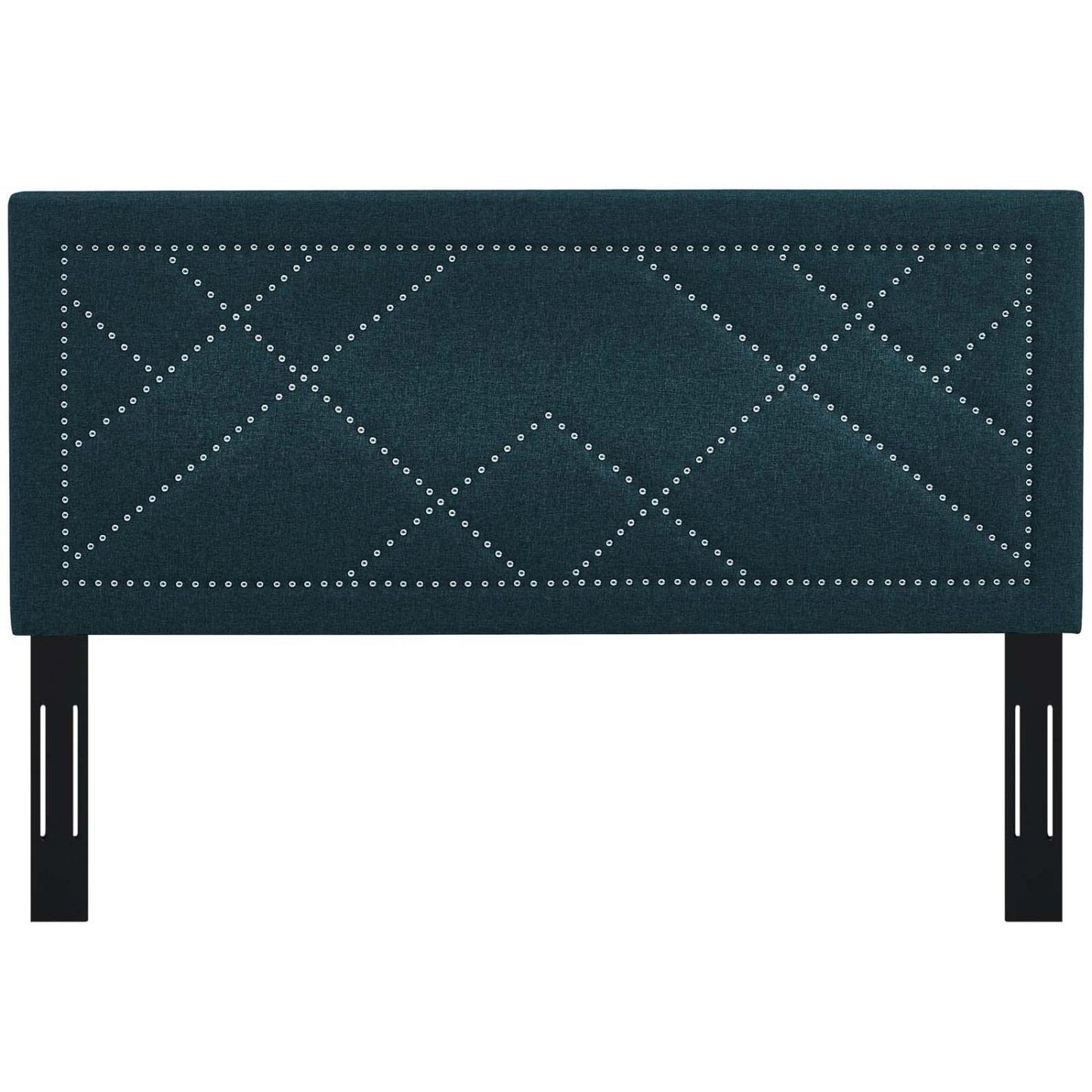 Bed | CasaFoyer Reese Nailhead Full/Queen Headboard | Geometric Elegance | Adjustable Height | Sturdy Frame | Upholstered Linen | casafoyer.myshopify.com