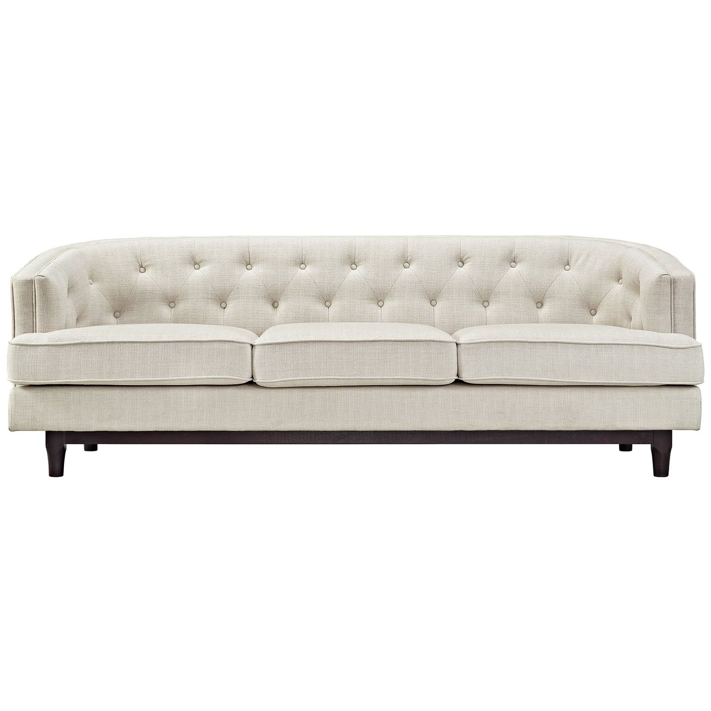 sofas | CasaFoyer Coast Sofa | Elegant, Stylish & Durable | Deep Button Tufting | Dense Foam Cushioning | Walnut Stained Wood Legs | Easy to Clean Polyester Upholstery | Perfect for Modern Living Rooms, Lounges & Reception Areas | Includes 1 Sofa | casafoyer.myshopify.com