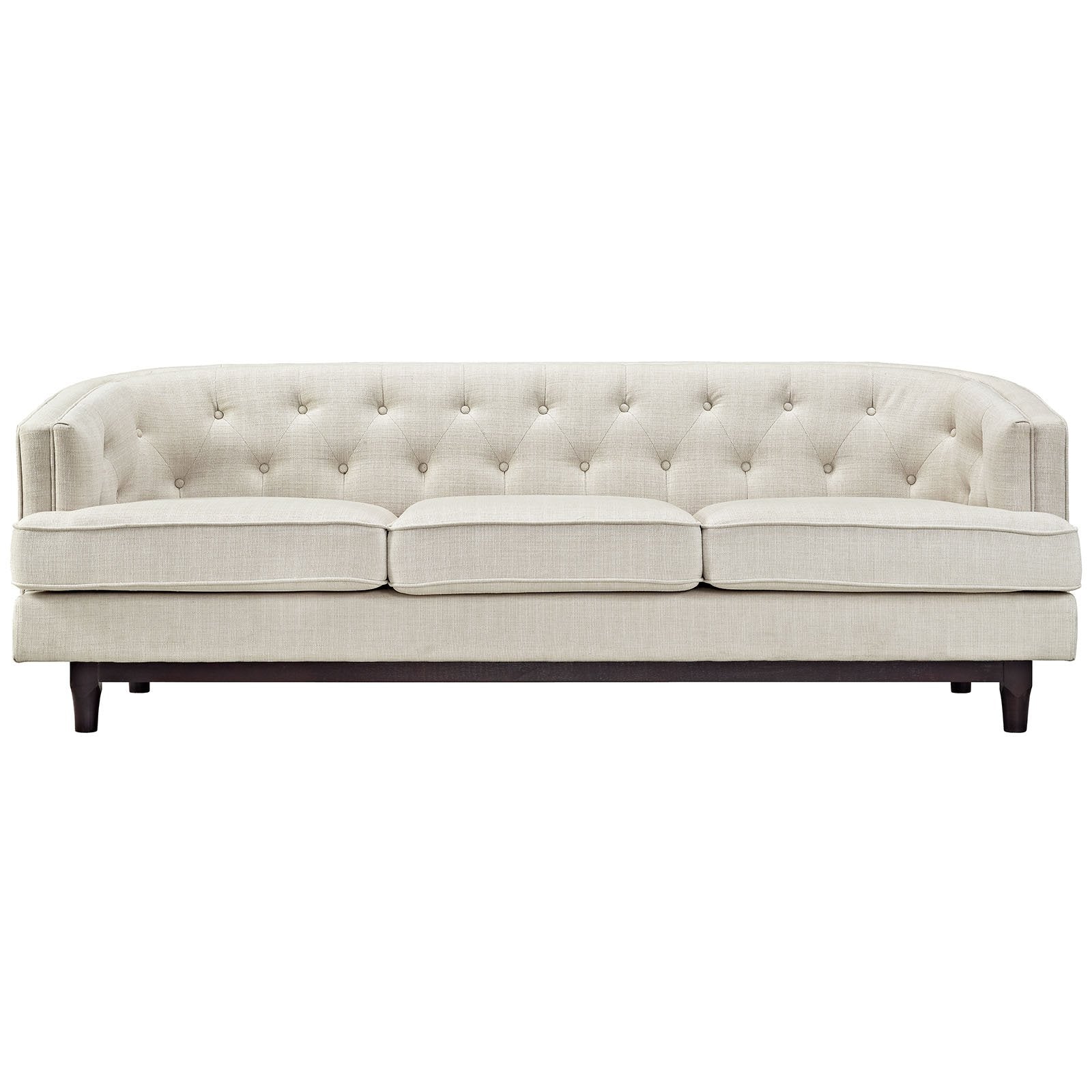 sofas | CasaFoyer Coast Sofa | Elegant, Stylish & Durable | Deep Button Tufting | Dense Foam Cushioning | Walnut Stained Wood Legs | Easy to Clean Polyester Upholstery | Perfect for Modern Living Rooms, Lounges & Reception Areas | Includes 1 Sofa | casafoyer.myshopify.com