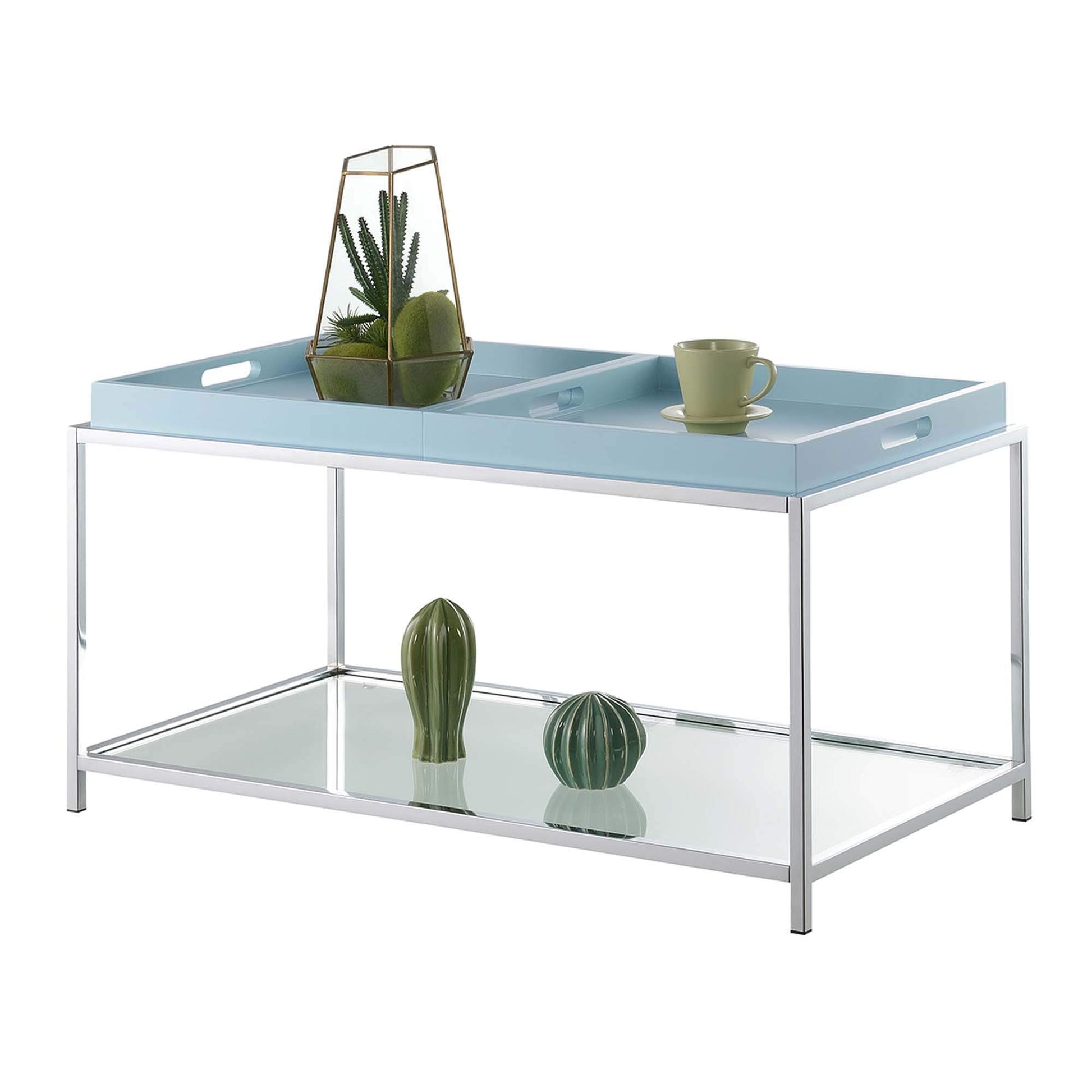 TABLE | Palm Beach Coffee Table with Shelf | Removable Trays | Modern Design | Tempered Glass Shelves | Reversible Trays | Ergode | casafoyer.myshopify.com