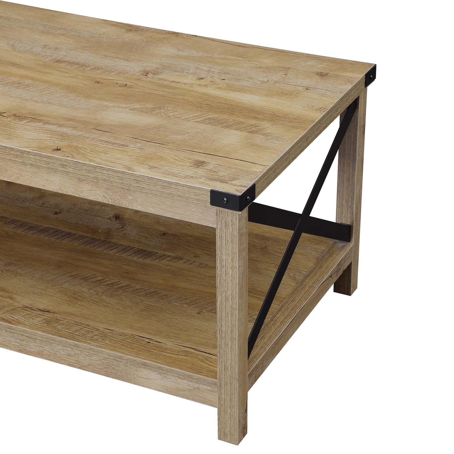 TABLE | Durango Coffee Table with Shelf | Industrial Farmhouse Style | Durable Particleboard & Metal Construction | Ample Surface Area & Storage | Ergode Collection | casafoyer.myshopify.com