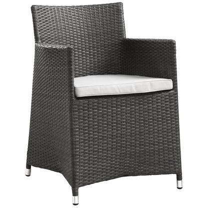 Dining Table | Junction Outdoor Patio Dining Furniture Set | Elegant & Practical | Synthetic Rattan Weave | All-Weather Cushions | Powder-Coated Aluminum Frame | Ideal for Modern Patios | Includes 28 Dining Table & 2 Armchairs | casafoyer.myshopify.com
