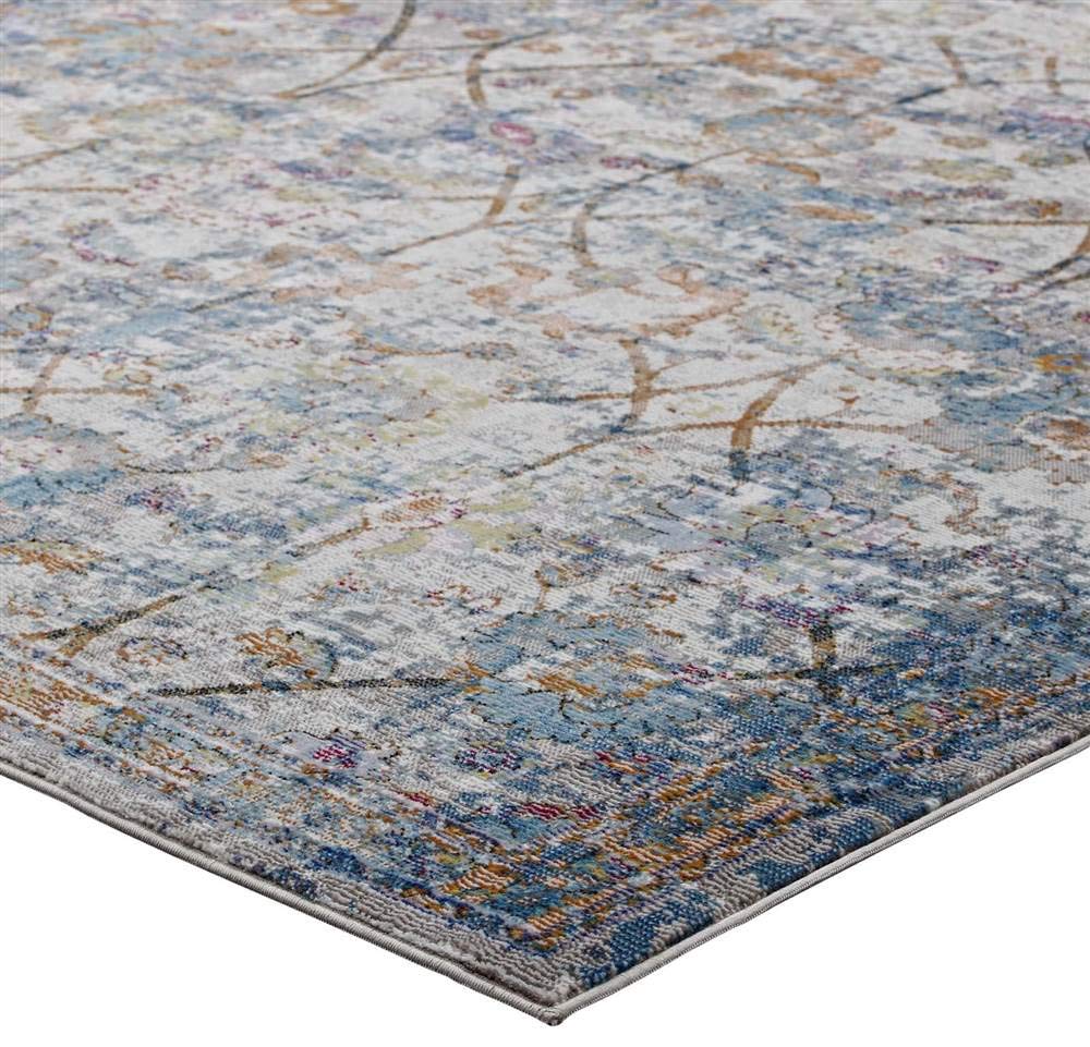 Carpet & Rugs | CasaFoyer Minu Distressed Floral Lattice Area Rug | Durable Polypropylene | Stain-Resistant | Traditional & Contemporary | 5x8 | Light Blue, Yellow, Orange | casafoyer.myshopify.com