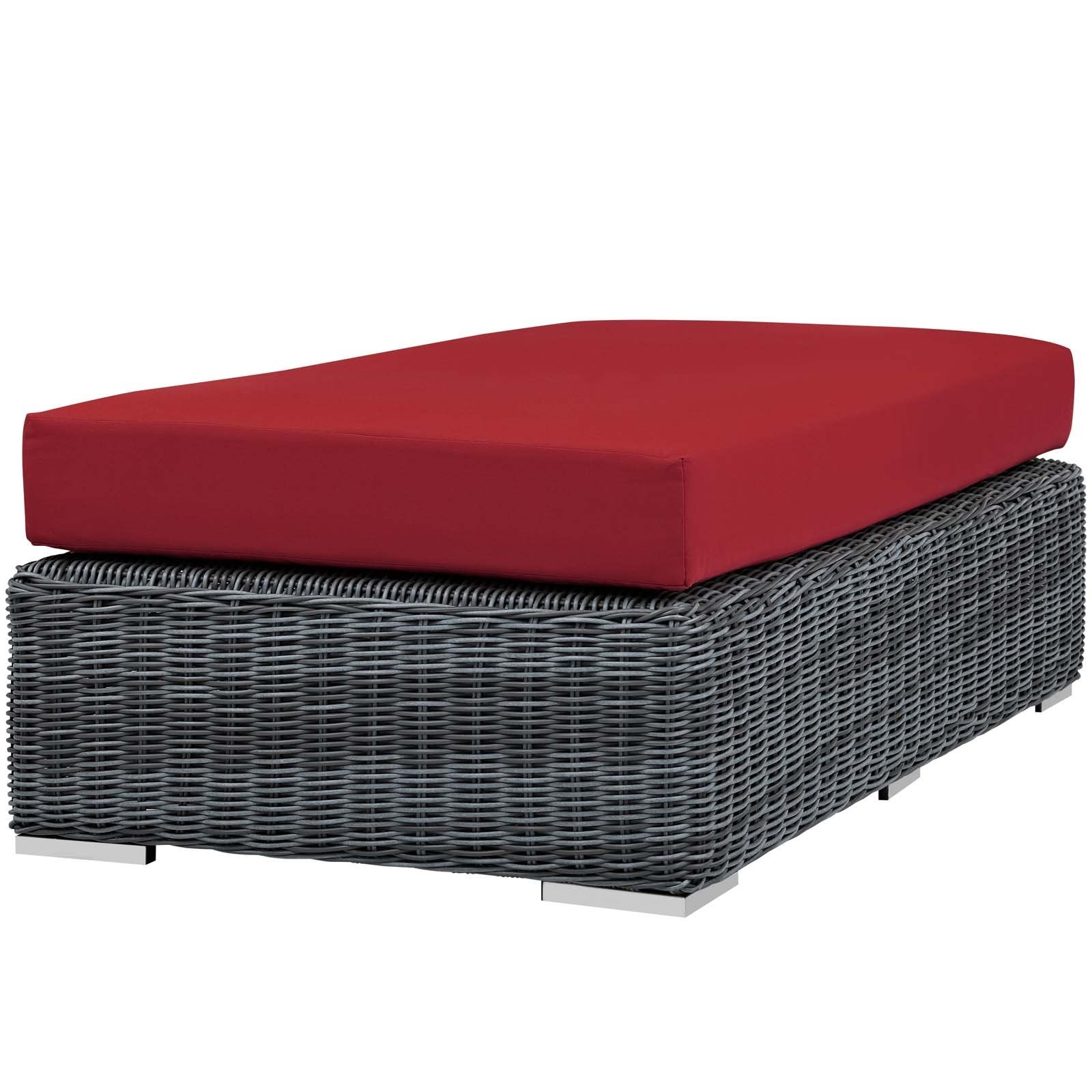 ottomans | CasaFoyer Summon Outdoor Patio Sunbrella Rectangle Ottoman | Unparalleled Comfort & Quality | Two-Tone Rattan Weave | Sunbrella Cushions | UV Protection | Powder-Coated Aluminum Frame | casafoyer.myshopify.com