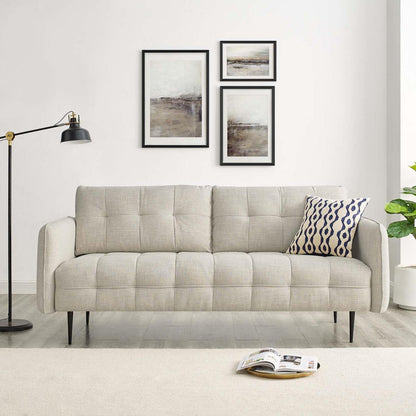 sofas | CasaFoyer Cameron Tufted Fabric Sofa | Contemporary Charm | Mid-Century Design | Soft Polyester | Optimal Comfort | Solid Wood Frame | Easy Assembly | Beige | casafoyer.myshopify.com