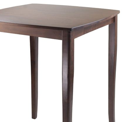 TABLE | CasaFoyer  Wood Inglewood High Table | Elegant & Versatile | Tapered Legs & Curved Profile | Walnut Finish | Fits Small Spaces | Accommodates 4 Guests | Easy Assembly | 33.86 W x 33.86 D x 38.9 H | casafoyer.myshopify.com