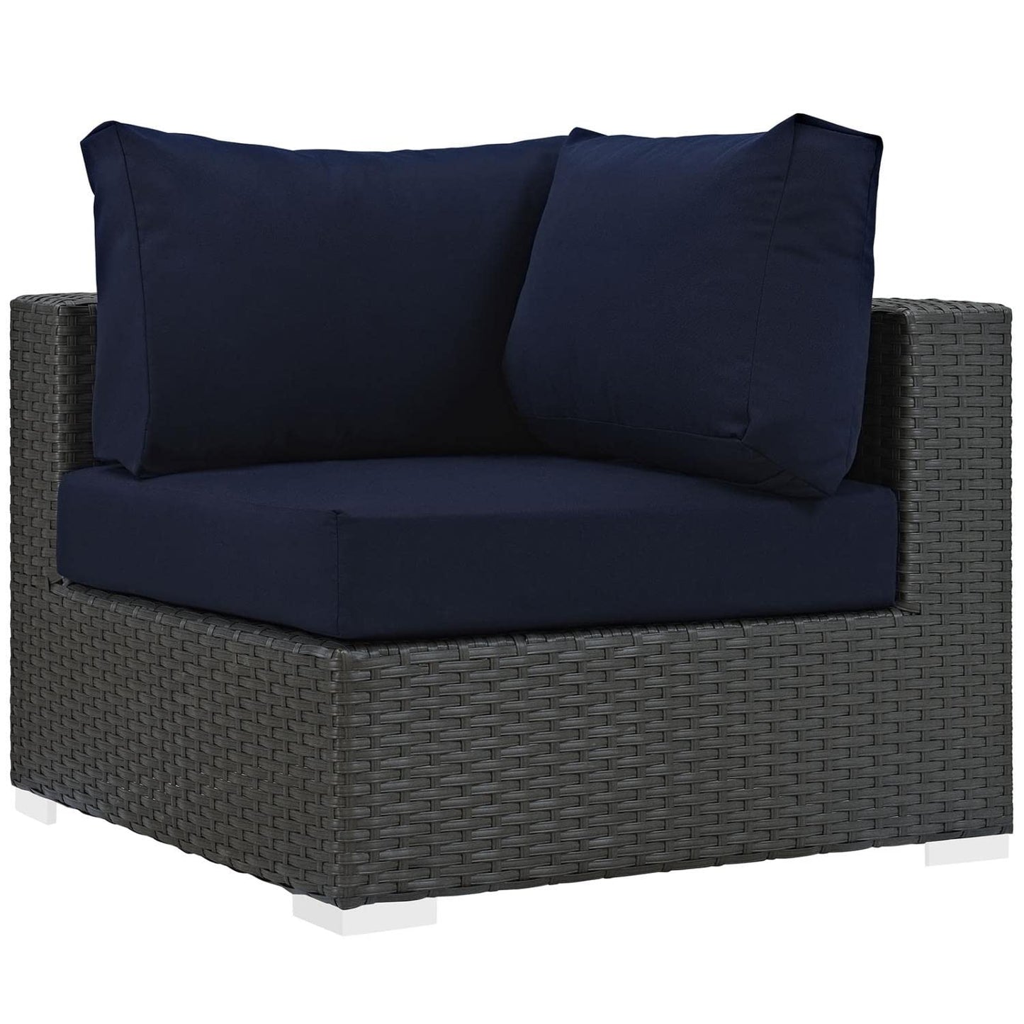 Patio Furniture Sets | Sojourn Outdoor Patio Corner Sofa Chair | Sunbrella Fabric | Synthetic Rattan | UV Protection | Aluminum Frame | casafoyer.myshopify.com