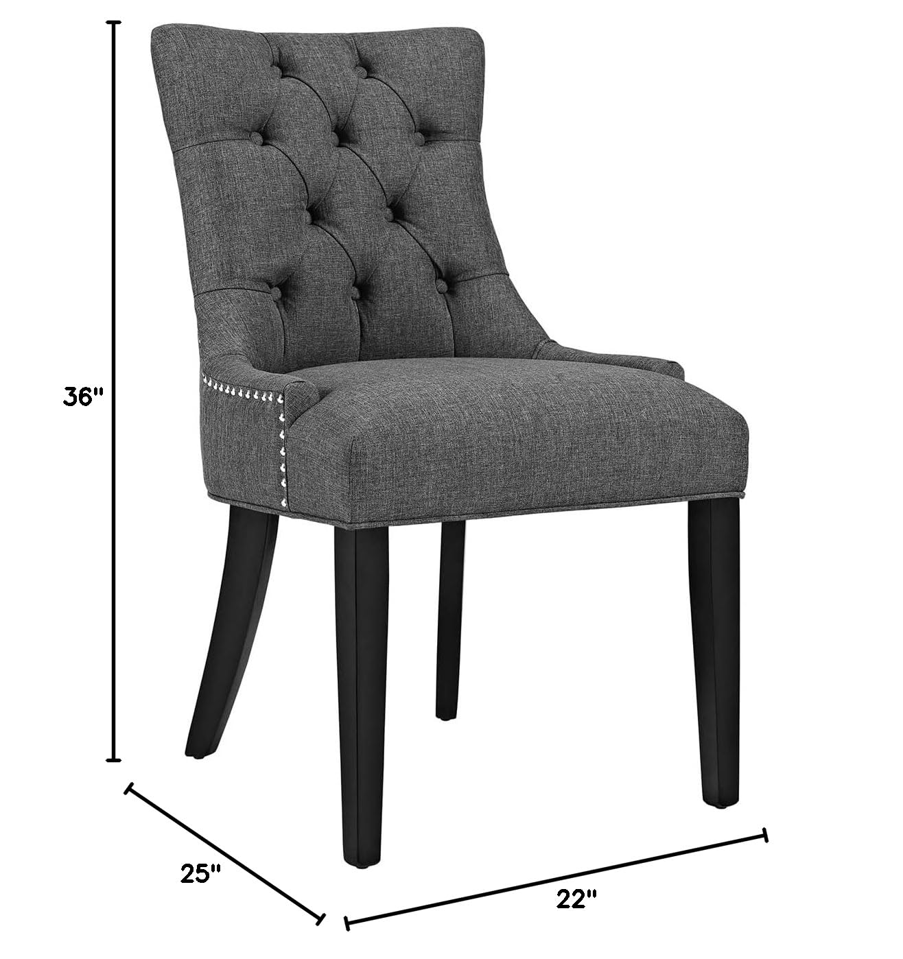 home office desk chairs | CasaFoyer Regent Dining Side Chair Set of 2 | Tufted Buttons | Nailhead Trim | Plush Cushion | Polyester Fabric | Non-Marking Foot Caps | Tapered Wood Legs | Gray | casafoyer.myshopify.com
