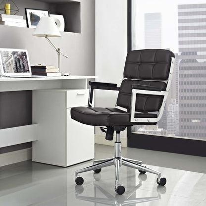 home office desk chairs | CasaFoyer Portray Highback Office Chair | Tiled Design | Chrome Steel Frame | Foam Padding | Mobility | Tilt Control | Height Adjustment | Brown | casafoyer.myshopify.com