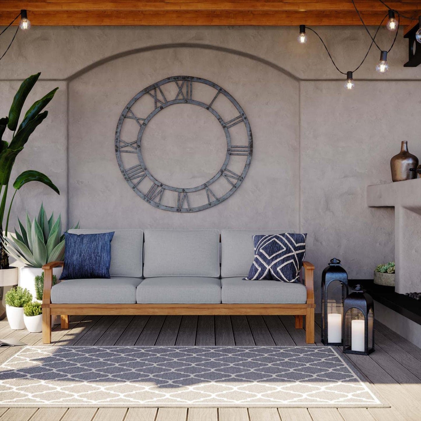 sofas | CasaFoyer Marina Teak Wood Outdoor Patio Sofa | Durable & Weather-Resistant | Modern Design | Assembly Required | Includes One Sofa | casafoyer.myshopify.com