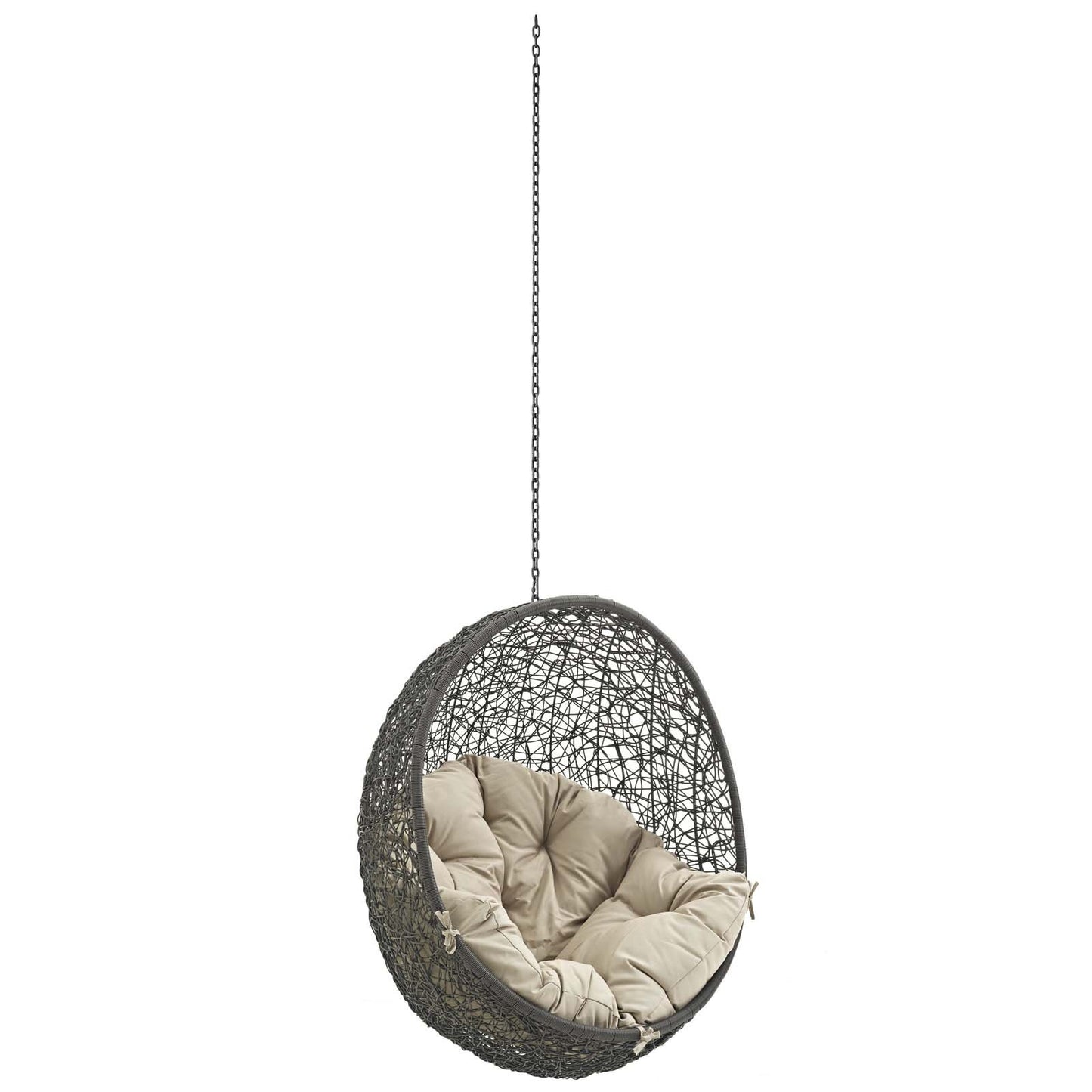 porch swings | Ergode Hide Outdoor Patio Swing Chair | Synthetic Rattan Weave | All-Weather Cushion | Powder-Coated Steel Frame | Adjustable Chain | UV Resistant | Gray Beige | casafoyer.myshopify.com
