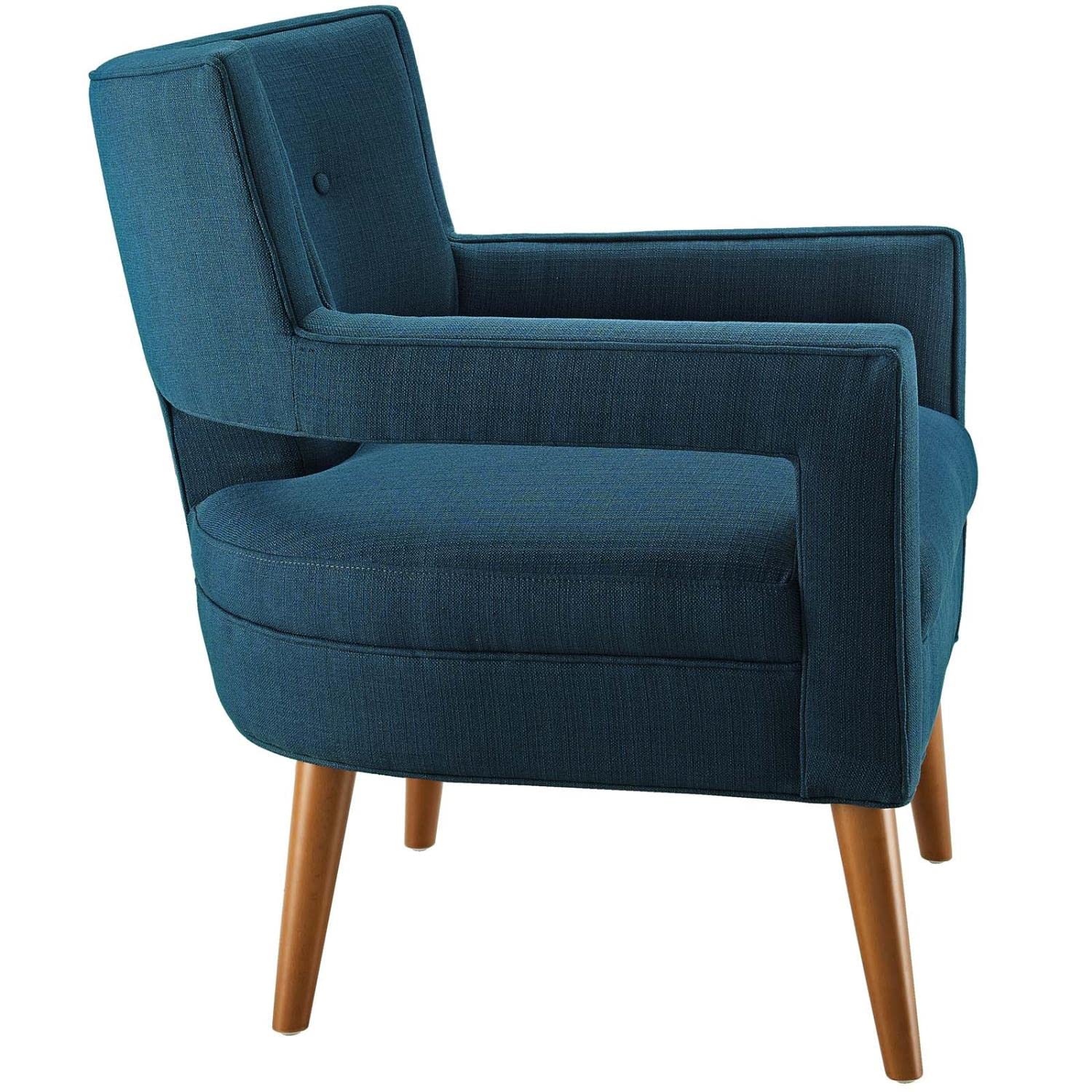home office desk chairs | CasaFoyer Sheer Armchair | Mid-Century Modern Design | Soft Polyester Upholstery | Button Tufting | Cherry-Stained Wood Legs | Comfortable & Sturdy | 440 lbs Weight Capacity | casafoyer.myshopify.com