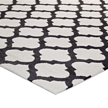 Carpet & Rugs | CasaFoyer Lida Moroccan Trellis Area Rug | Elegant Quatrefoil Pattern | Soft Polyester Microfiber | Durable Jute Bottom | Stain-Resistant | Easy to Clean | 5x8 Ivory/Charcoal | casafoyer.myshopify.com