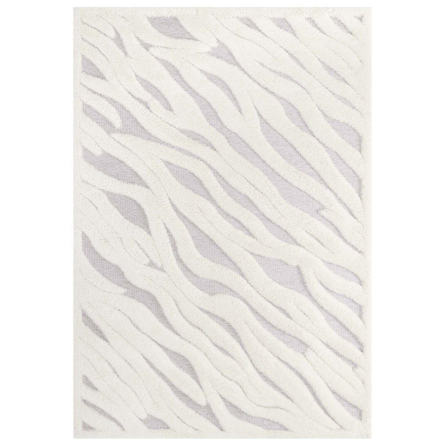 area rugs | CasaFoyer Current Abstract Wavy Striped 5x8 Shag Area Rug | Ivory/Light Gray | Luxurious Polyester & Chenille Blend | Durable Jute Backing | Easy to Maintain | Protects Floors | Plush Support | casafoyer.myshopify.com