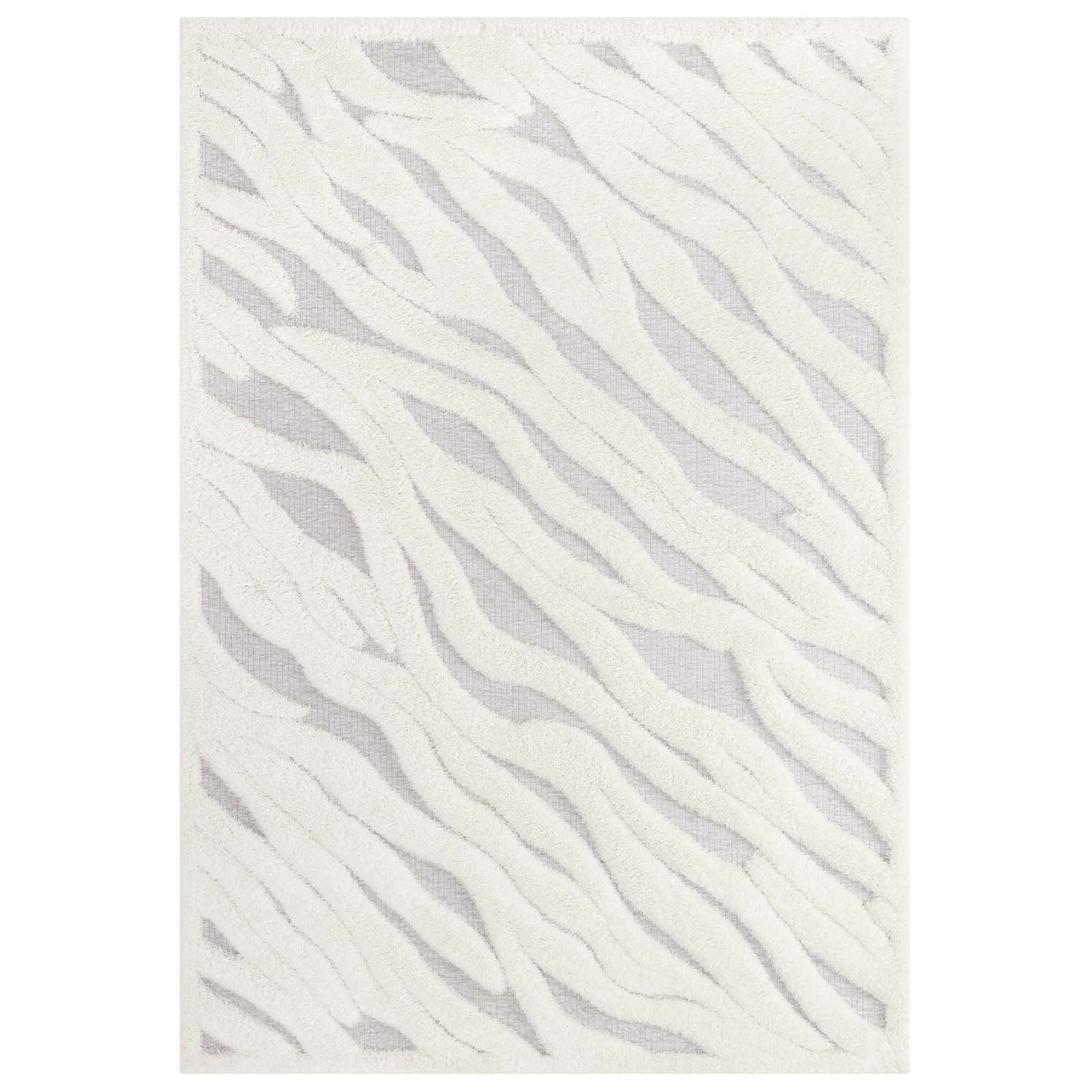 area rugs | CasaFoyer Current Abstract Wavy Striped 5x8 Shag Area Rug | Ivory/Light Gray | Luxurious Polyester & Chenille Blend | Durable Jute Backing | Easy to Maintain | Protects Floors | Plush Support | casafoyer.myshopify.com