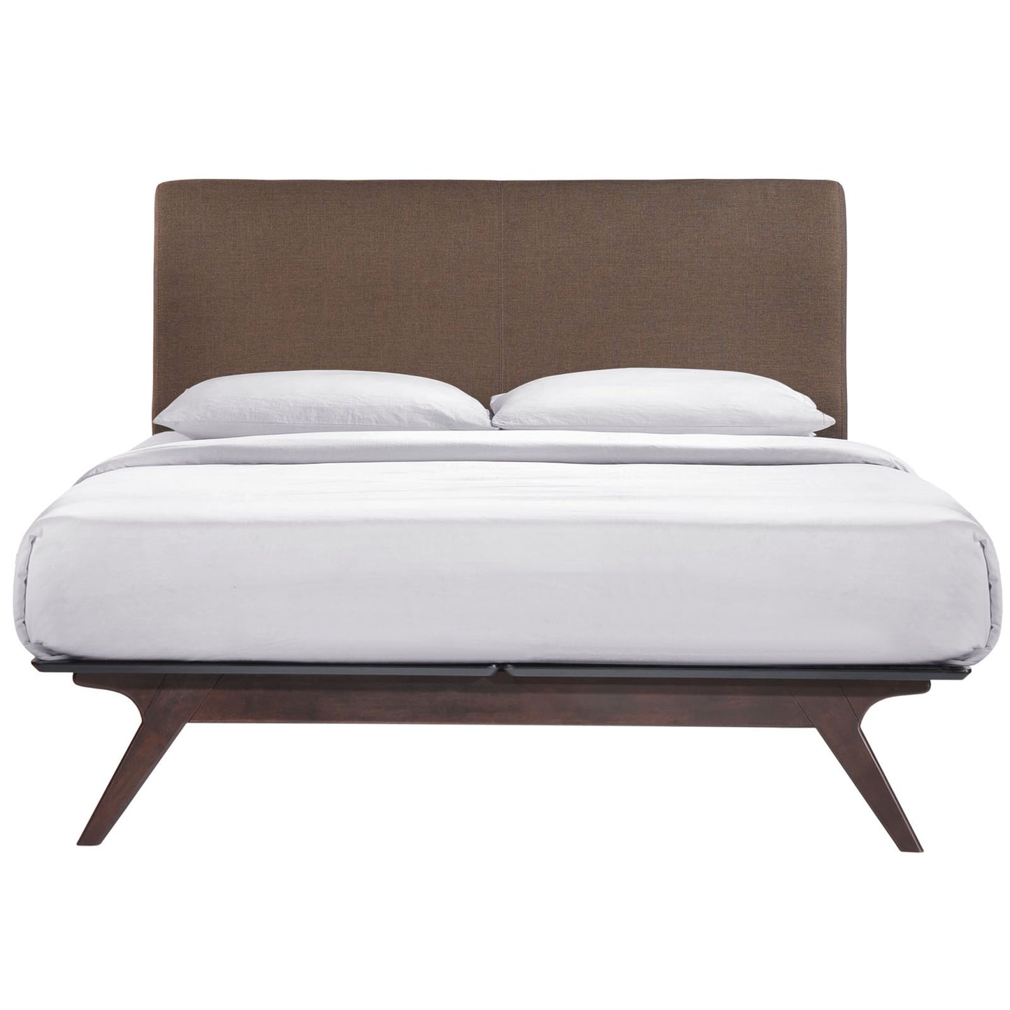 Bed | CasaFoyer Tracy Bedroom Set | Open Design | Sturdy Platform Legs | Toffee Brown Stain | Foam-Padded Headboard | Spot Clean | Includes Nightstand & Queen Bed Frame | casafoyer.myshopify.com