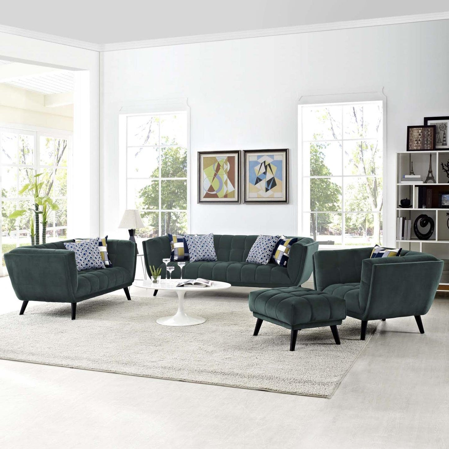 kitchen and dining room sets | CasaFoyer Bestow Performance Velvet Living Room Set | Luxurious Stain-Resistant Furniture | Button Tufted | Mid-Century Modern Farmhouse | Green | casafoyer.myshopify.com
