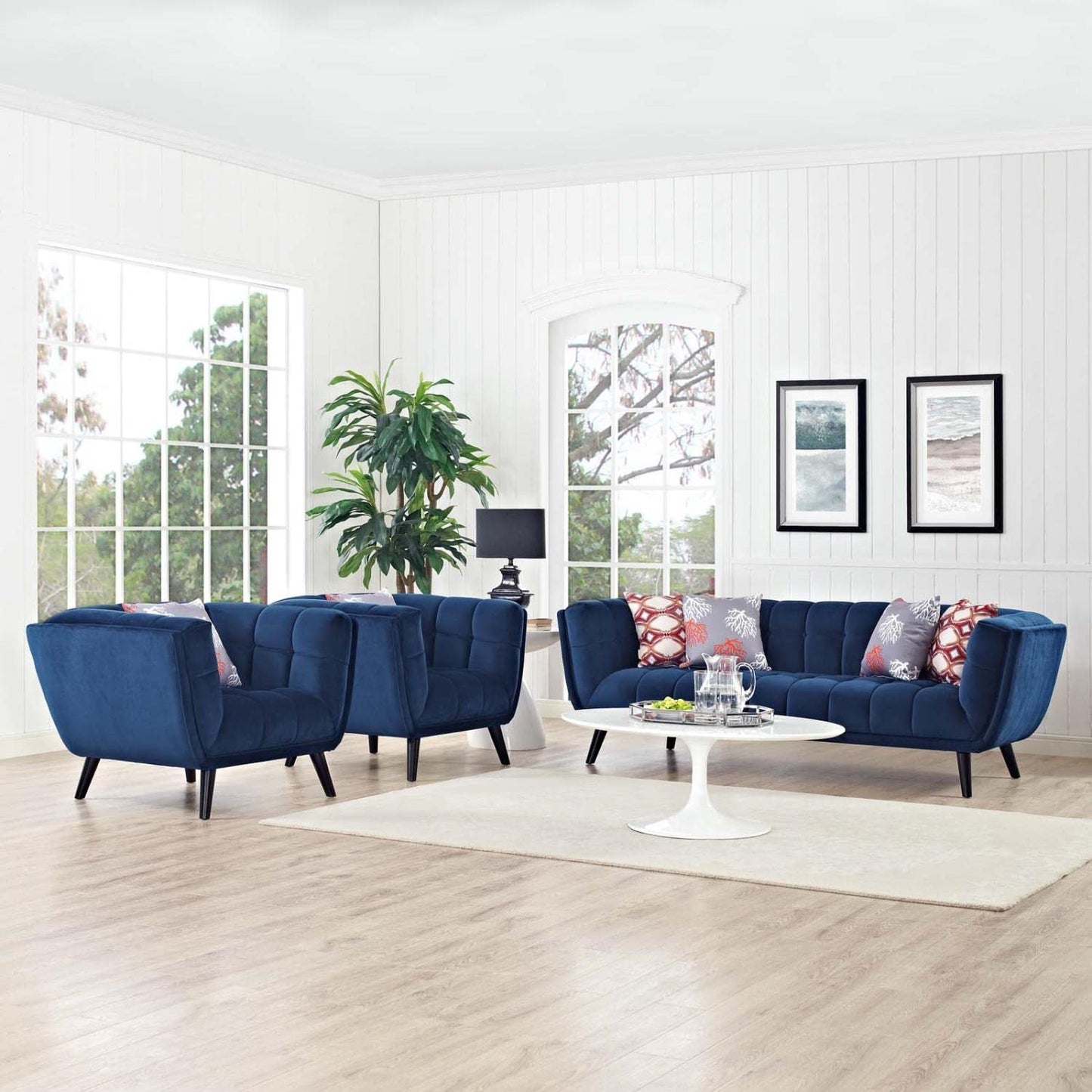 kitchen and dining room sets | CasaFoyer Bestow Performance Velvet Living Room Set | Luxurious Stain-Resistant Design | Comfortable & Elegant | Includes Sofa & Armchairs | Navy | casafoyer.myshopify.com