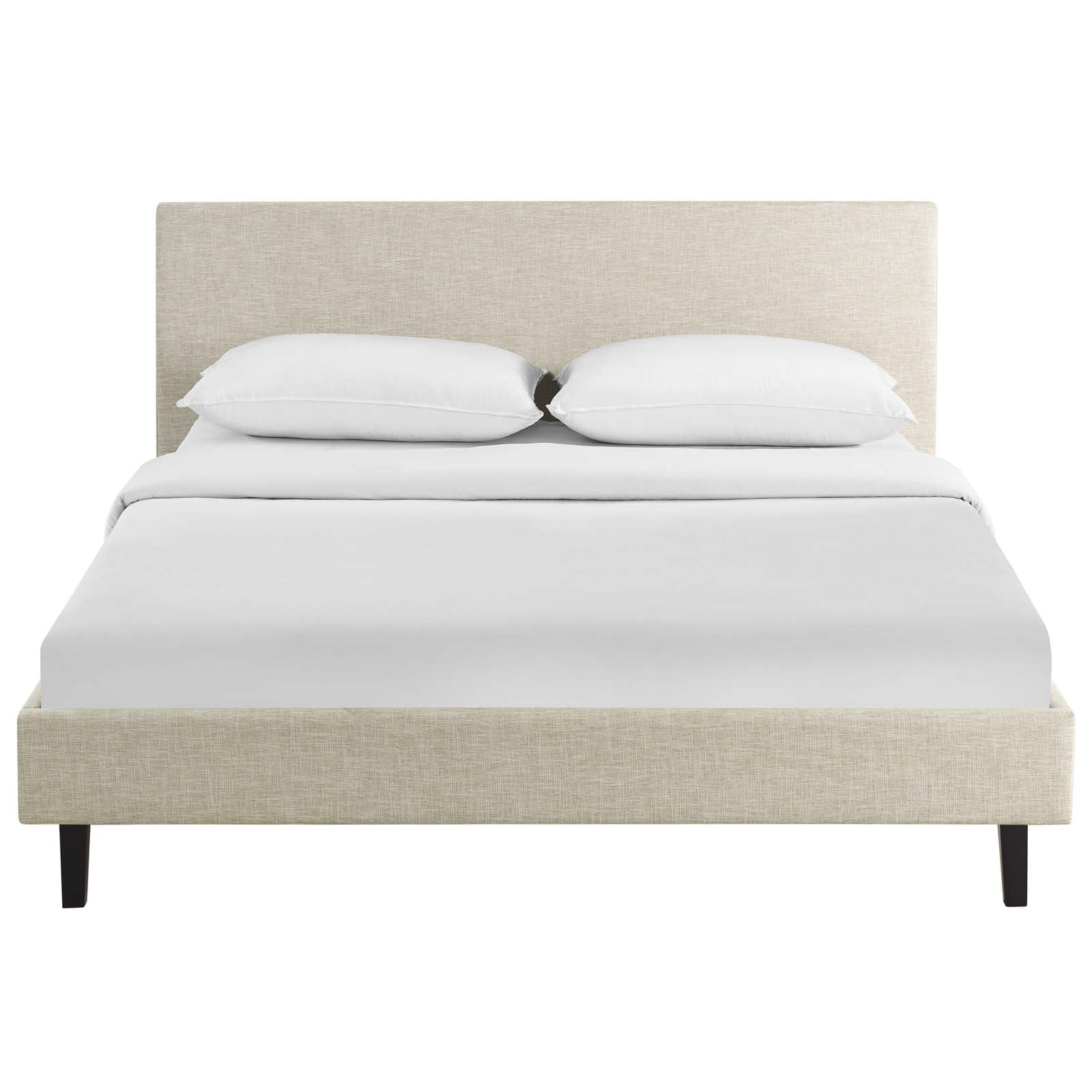 Bed | CasaFoyer Anya Platform Bed | Modern Elegance | Upholstered Polyester Fabric | Solid Wood Legs | Slatted Support System | Compatible with Various Mattress Types | 1300 lbs Weight Capacity | casafoyer.myshopify.com