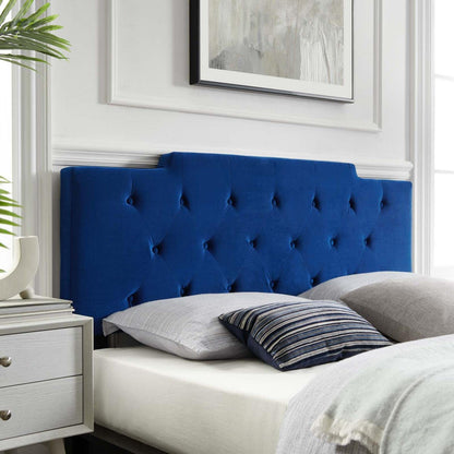 Bed | CasaFoyer Juliet Tufted Performance Velvet Twin Headboard | Vintage Elegance | Diamond Button Tufting | Plush Padding | Navy | casafoyer.myshopify.com