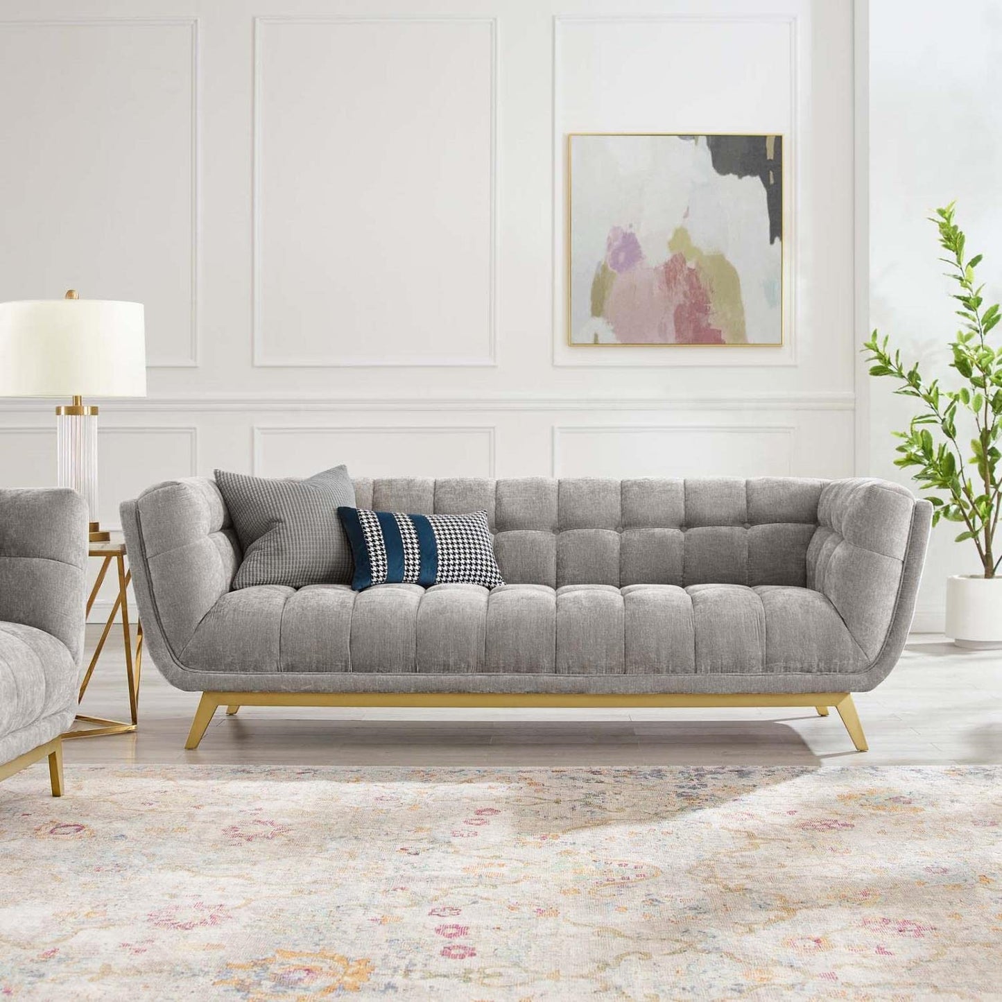sofas | CasaFoyer Bestow Crushed Performance Velvet Sofa | Luxurious & Spacious | Soft & Durable Velvet Upholstery | Button Tufting | Brushed Gold Legs | Versatile Seating | 900 lbs Weight Capacity | casafoyer.myshopify.com