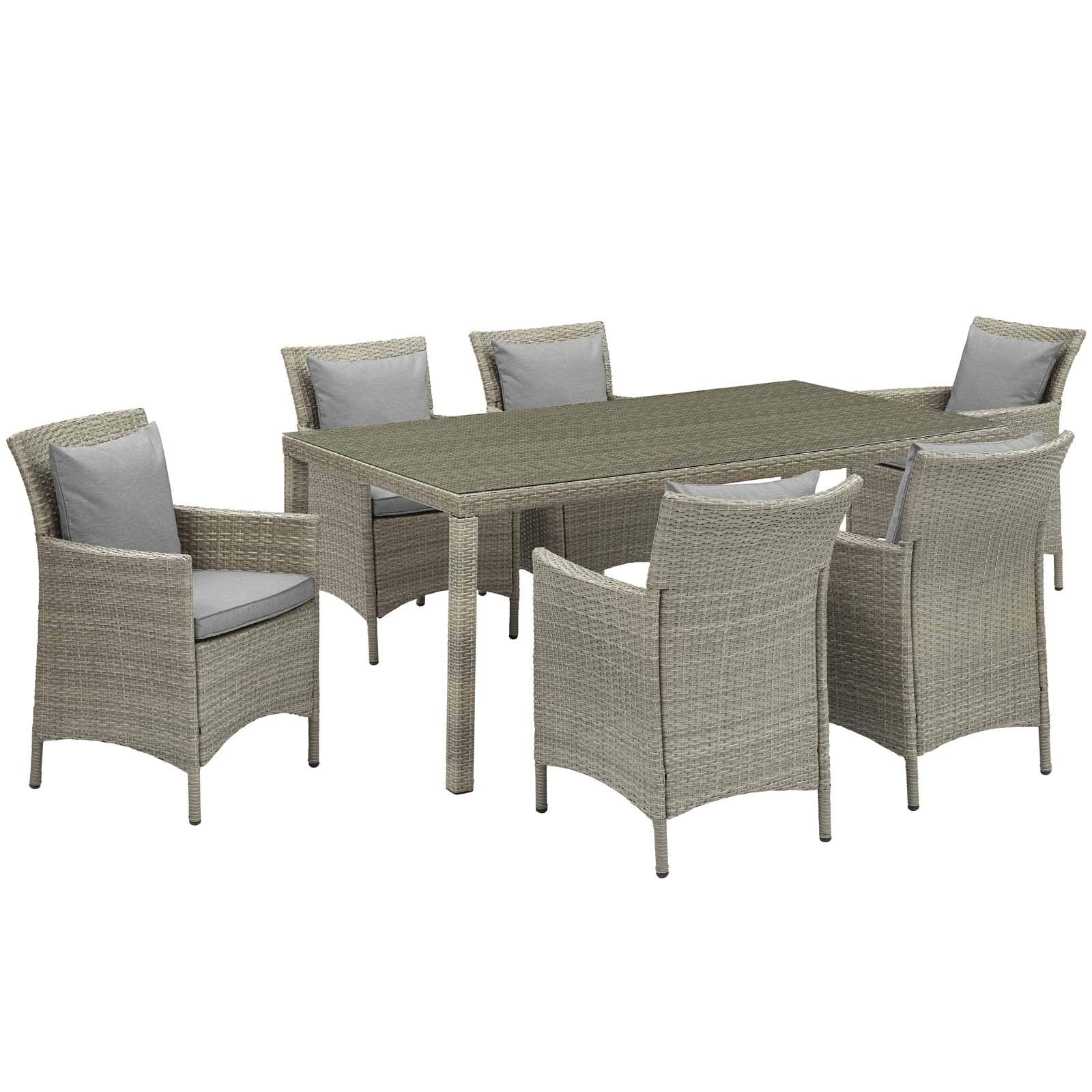 kitchen and dining room sets | CasaFoyer Conduit 7 Piece Outdoor Patio Dining Set | Transitional Style | Contemporary Design | Aluminum Frame | UV-Resistant Wicker Rattan | Foam Padded Cushions | Waterproof Covers | Tempered Glass Tabletop | casafoyer.myshopify.com