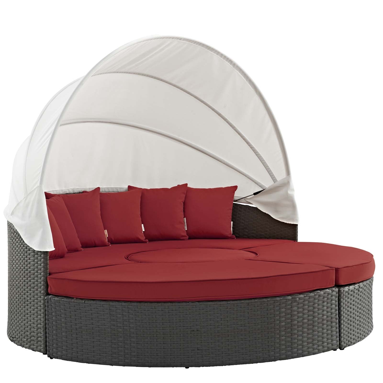 Patio Furniture Sets | Sojourn Outdoor Patio Furniture Collection | Sectional Sofa Daybed with Sunbrella Cushions | Retractable Canopy | Ottomans | casafoyer.myshopify.com