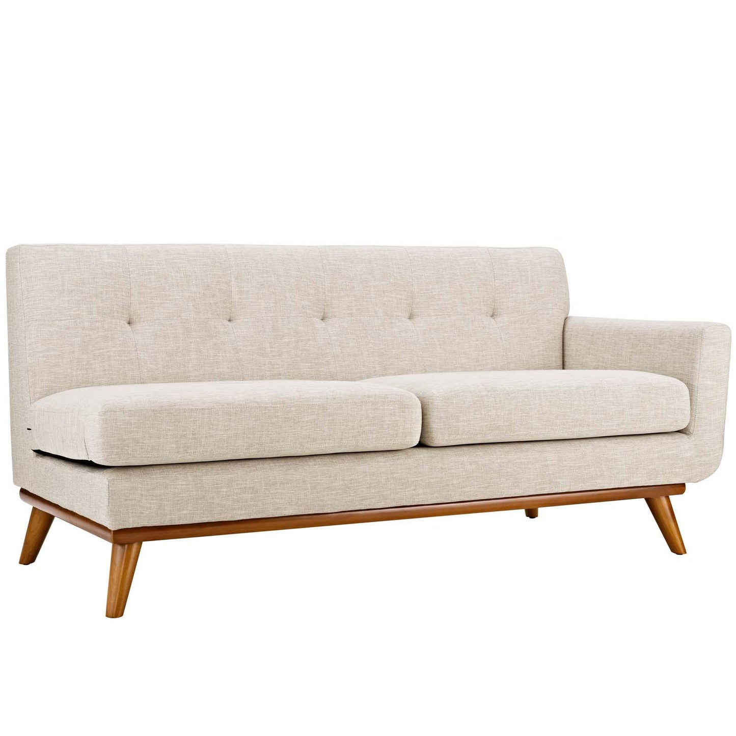 sofas | Engage Right-Arm Loveseat | Plush Cushions | Beige Upholstered Fabric | Tufted Buttons | Sturdy Rubberwood Frame | Perfect for Relaxation & Conversations | casafoyer.myshopify.com