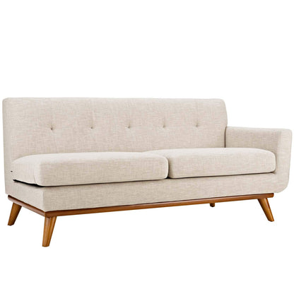 sofas | Engage Right-Arm Loveseat | Plush Cushions | Beige Upholstered Fabric | Tufted Buttons | Sturdy Rubberwood Frame | Perfect for Relaxation & Conversations | casafoyer.myshopify.com