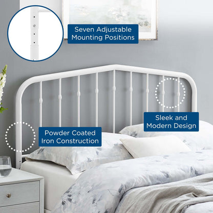 headboards | CasaFoyer Lennon Metal King Headboard | Modern Farmhouse Design | Durable Iron Construction | 7 Mounting Positions | Easy Assembly | White | casafoyer.myshopify.com