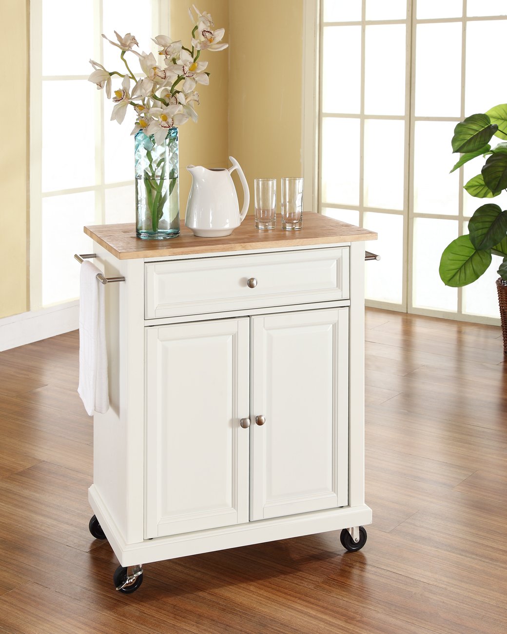 Kitchen Storage | Durable Solid Hardwood Kitchen Island | Elegant Raised Panel Doors | Ample Storage Space | White Finish | casafoyer.myshopify.com