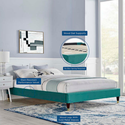 bed frames | CasaFoyer Harlow Performance Velvet King Bed Frame | Glamorous Deco Style | Stain-Resistant Velvet | Reinforced Support | 800 lbs Capacity | casafoyer.myshopify.com