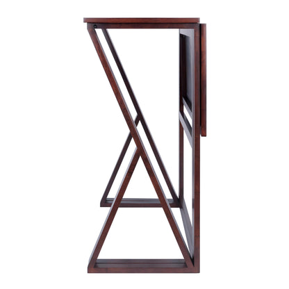 TABLE | CasaFoyer Harrington Drop Leaf High Table | Solid Wood | Walnut Finish | 39.37W x 31.5D x 36.22H | Convenient Drop Leaf Extension | casafoyer.myshopify.com