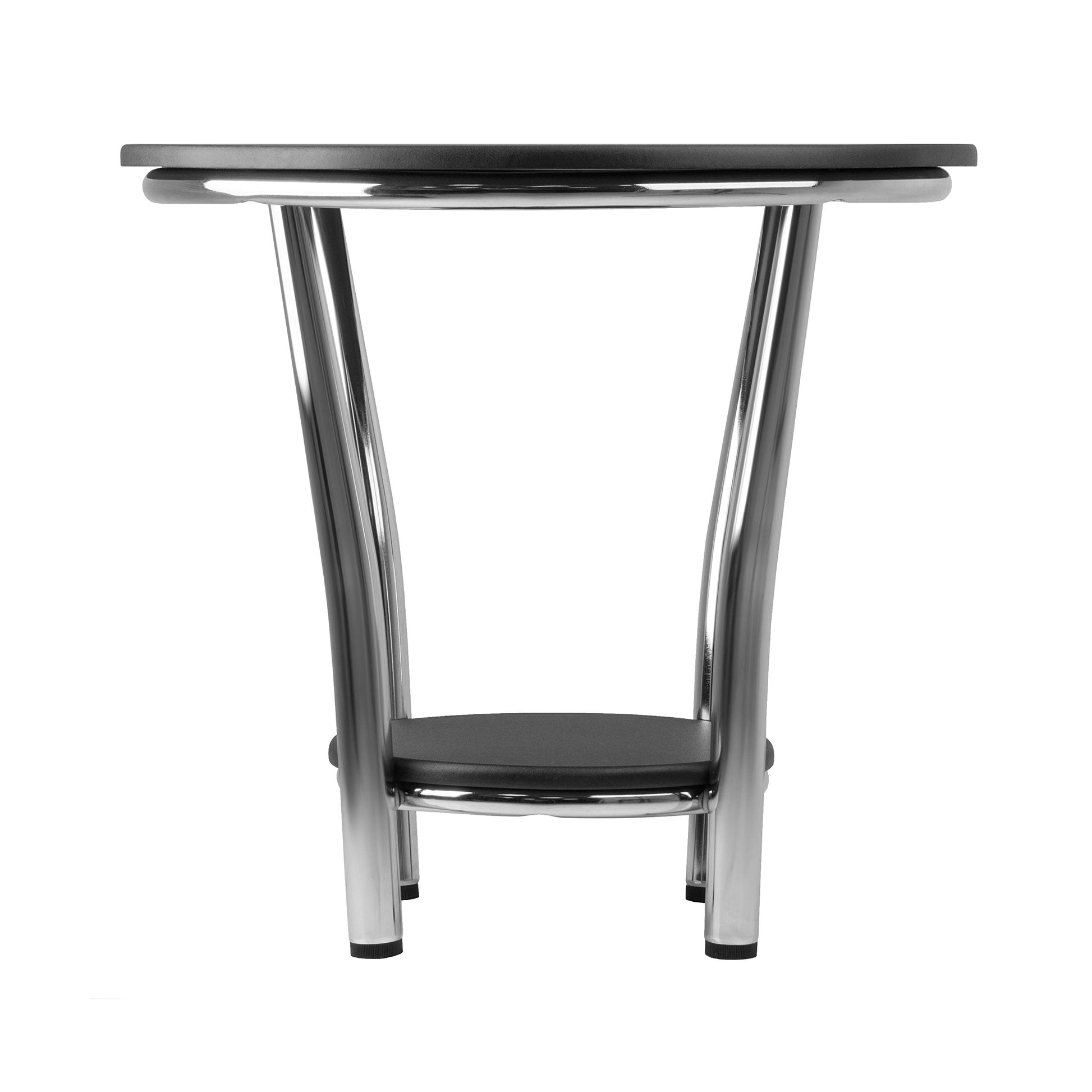 TABLE | Ergode Maya Table Collection | Round End Table - 23.75 Diameter - Spacious Top & Shelf - Polished Steel Frame - Easy Assembly - 23.82 W x 23.82 D x 22.05 H | casafoyer.myshopify.com