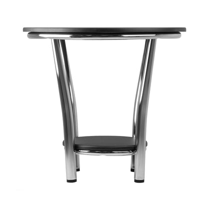 TABLE | Ergode Maya Table Collection | Round End Table - 23.75 Diameter - Spacious Top & Shelf - Polished Steel Frame - Easy Assembly - 23.82 W x 23.82 D x 22.05 H | casafoyer.myshopify.com