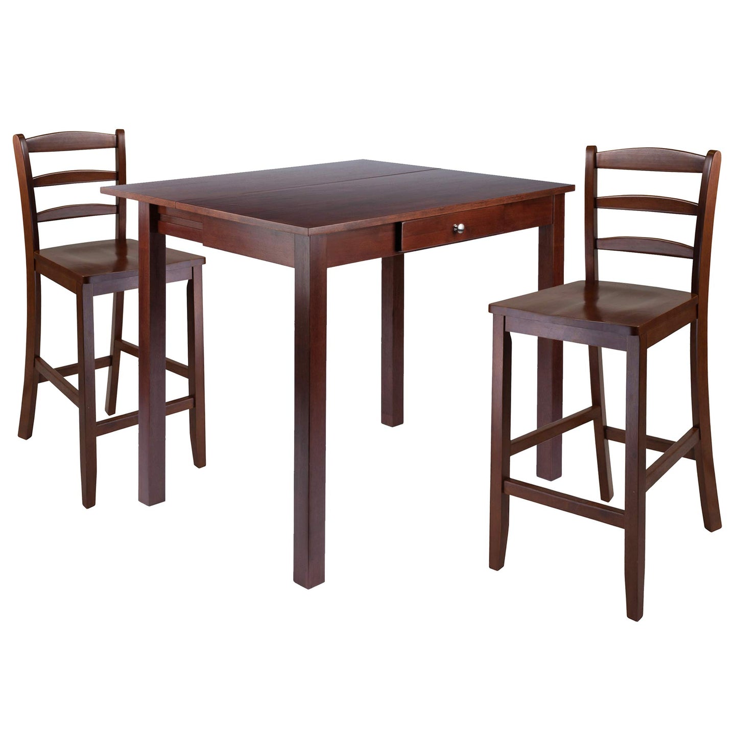 childrens table and chair sets | CasaFoyer  Wood Perrone High Table Set | Expandable Dining Solution | 2 Stools | Walnut Finish | Space-Saving | 160lbs Weight Limit | casafoyer.myshopify.com
